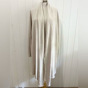 Frank & Eileen Long Draped Open Cardigan Sweatshirt Jacket cream Size L